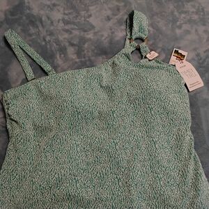 Time and Tru Teal Patterned 2 Piece Swimsuit